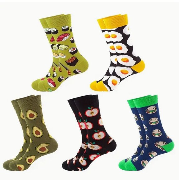 Almond Accessories - 5 Pack "I Love Food" Socks NWT